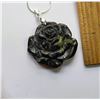 Image 1 : 10)  NATURAL BLACK CARVED JASPER ROSE PENDANT