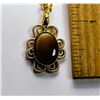 Image 1 : 5)  GOLD TONE FILIGREE PENDANT WITH OVAL