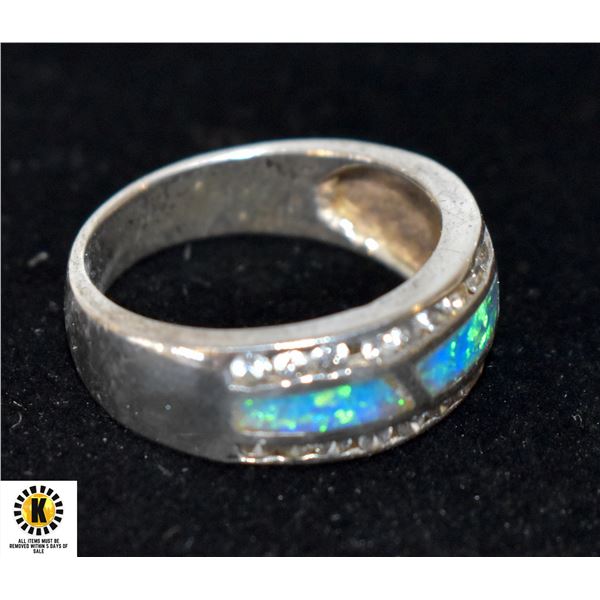 ESTATE SILVER 925 OPAL RING