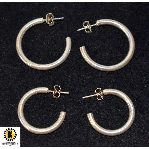 ESTATE 925 SILVER HOOP EARRINGS SET TOGETHER