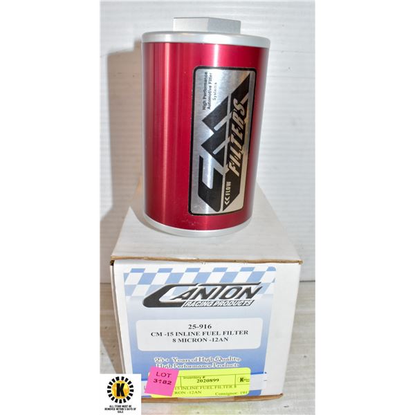 CM-15 INLINE FUEL FILTER 8 MICRON -12AN