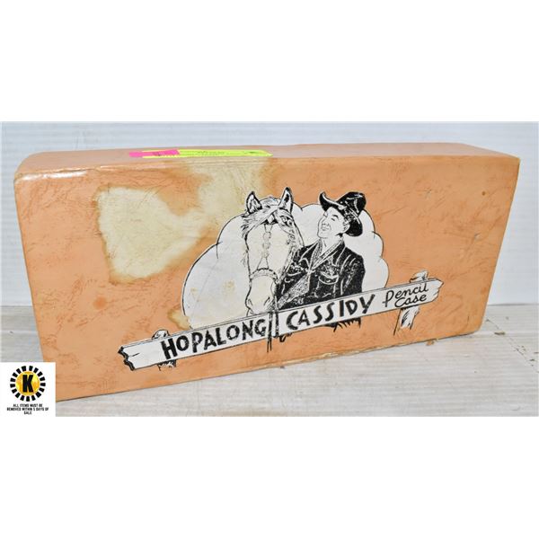 HOPALONG CASSIDY PENCIL CASE WITH SOME ITEMS