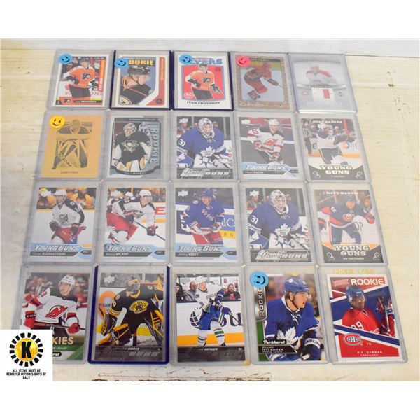 20 MIXED HOCKEY CARDS ROOKIES & INSERTS