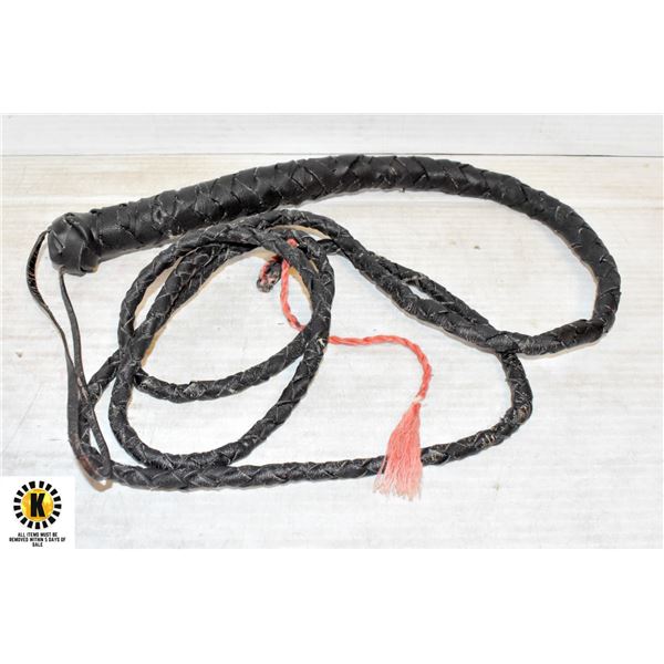 VINTAGE LEATHER BULL WHIP