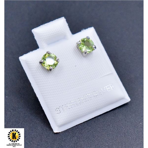 #70-NATURAL  GREEN PERIDOT  STUD EARRINGS 5MM