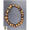 Image 1 : #93-NATURAL TIGER EYE 8MM CROWN FROSTED BRACELET