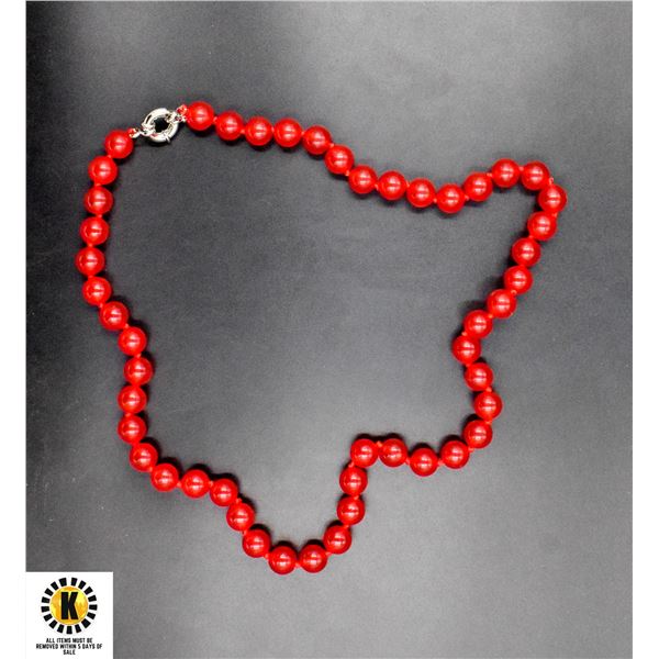 #148-NATURAL RED JADE NECKLACE 17"