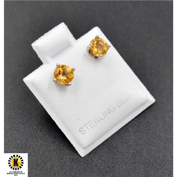 #66-NATURAL  YELLOW CITRINE STUD EARRINGS 5MM