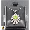 #58-NATURAL  PERIDOT 7MM & CZ PENDANT NECKLACE