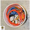 Image 1 : PAIL OF 13 EXTENSION CORDS 3 OUTDOOR 10 INDOOR