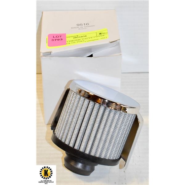 PUSH-IN CHROME VALVE COVER BREATHER FILTERS