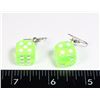 Image 1 : NEW LIME GREEN 4 SIDED DICE DROP EARRINGS