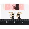 NEW CAT DROP EARRINGS RHINESTONE ON BOW