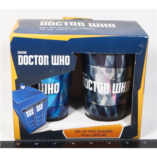 SET OF TWO NEW DR.WHO 16-OZ GLASSES