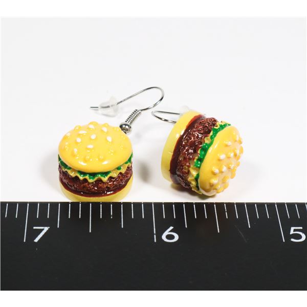 NEW HAMBURGER THEME DROP EARRINGS