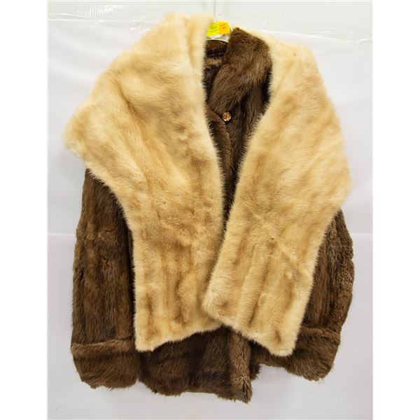 FUR COAT AND FUR SHAWL APPROX BOTH WOMENS SIZE L