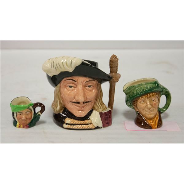 LOT OF 3 MINI ROYAL DOULTON TOBY MUGS