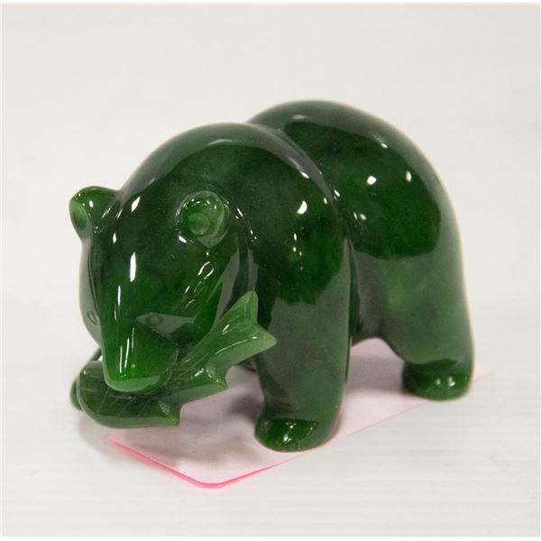 GREEN JADE CARVED BEAR