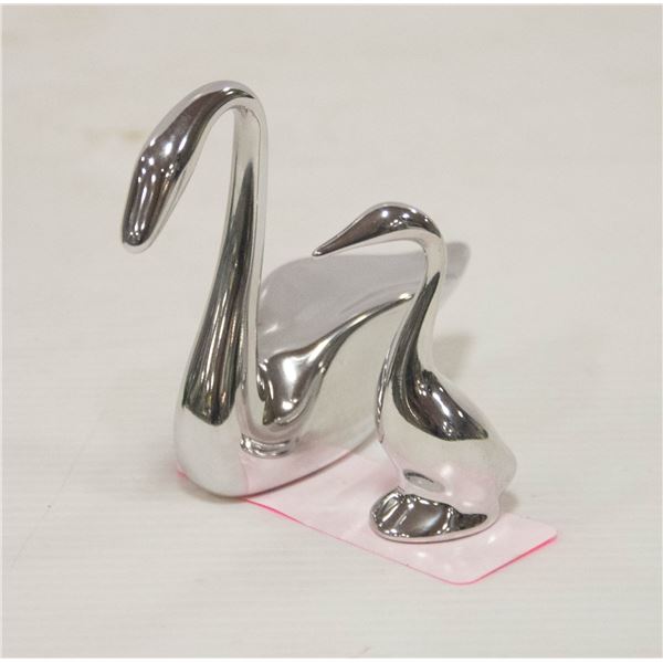 PAIR OF ALUMINUM ART SWANS