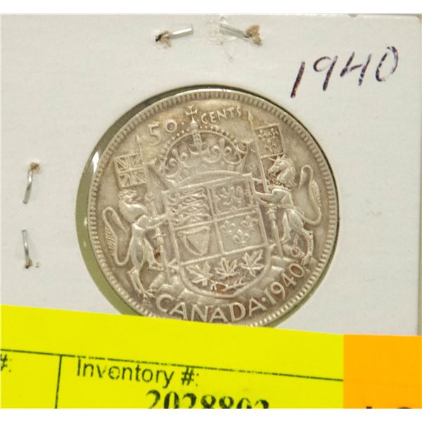 1940 CANADIAN SILVER HALF DOLLAR