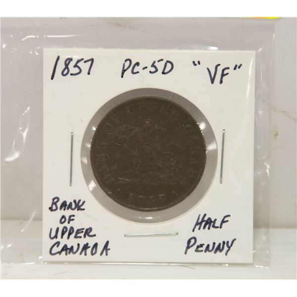 1857 BANK OF UPPER CANADA HALF PENNY