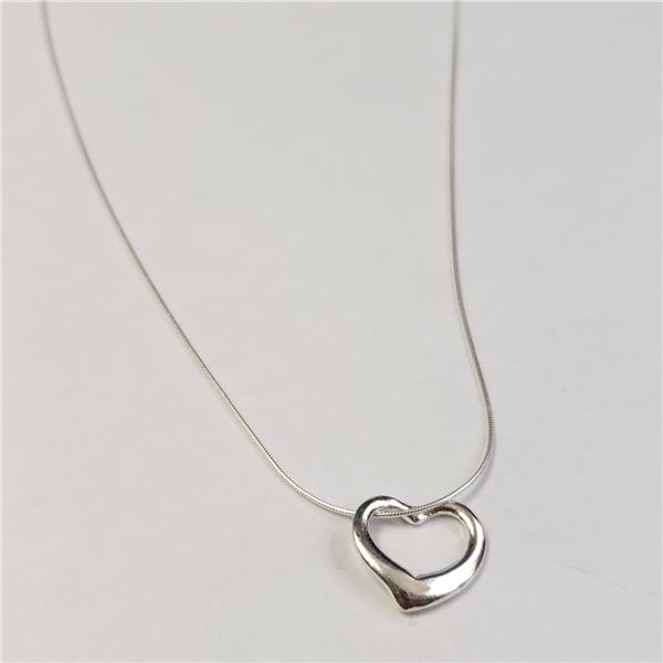 BZ1054-36 SILVER HEART 18" NECKLACE