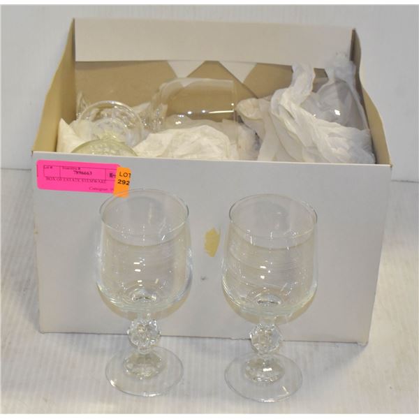 BOX OF ESTATE STEMWARE