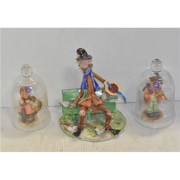 BOX WITH CRAZY OLD MAN AND GOEBEL ORNAMENTS
