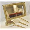 Image 1 : VINTAGE ESTATE METAL MIRROR AND VANITY SET