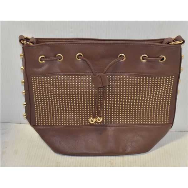 NEW BROWN LEATHER STUDDED PURSE