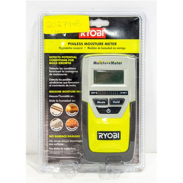 NEW RYOBI PINLESS MOISTURE METER - DETECTS