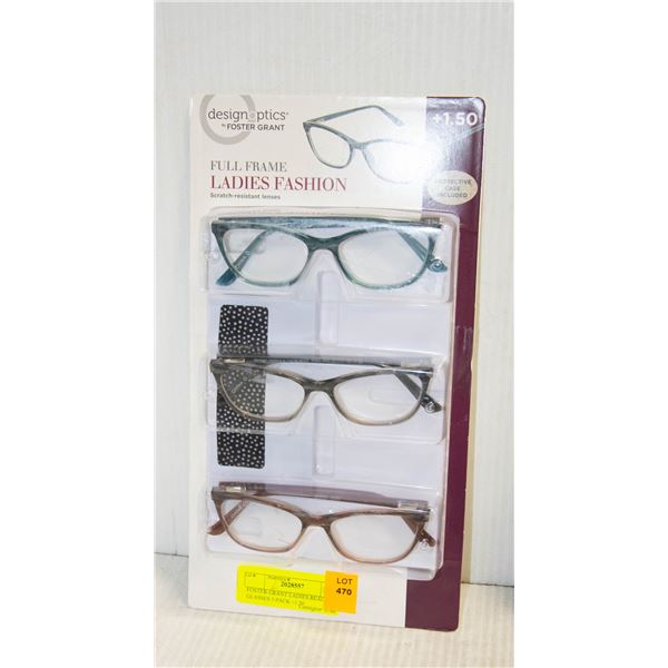 FOSTER GRANT LADIES READING GLASSES 3 PACK +1.50