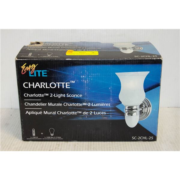 CHARLOTTE 2 LIGHT WALL SCONCE, CHROME FINISHED