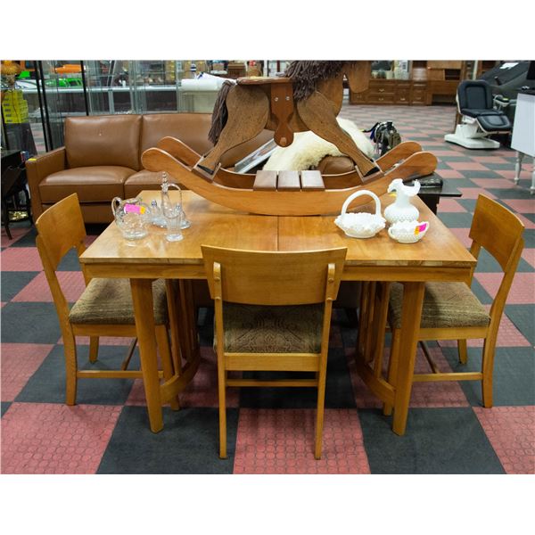 VINTAGE TEAK DINING ROOM TABLE & 4 CHAIRS