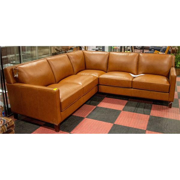 GENUINE LIGHT BROWN LEATHER SECTIONAL