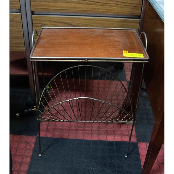 VINTAGE MAGAZINE RACK AND TABLE