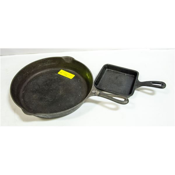 PAIR OF CAST IRON FRY PANS