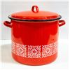 Image 1 : ANTIQUE RED ENAMEL COOKING POT WITH LID