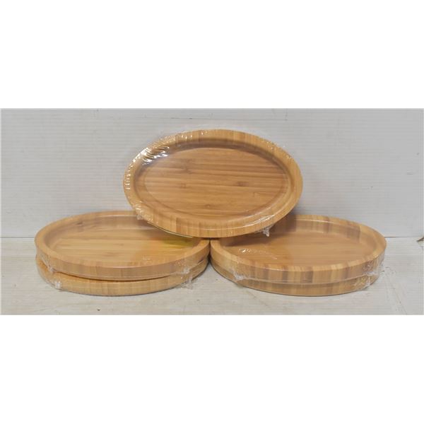 LOT OF 5 OVAL WOODEN TRAYS