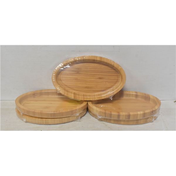 LOT OF 5 OVAL WOODEN TRAYS