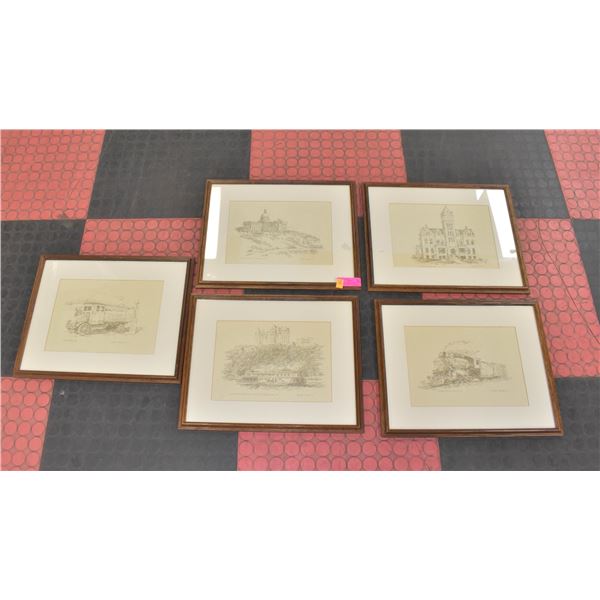 SET OF 5 ALBERTA FRAMED PICTURES MICHEAL PRYTULA