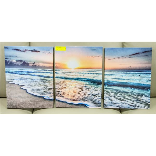 THREE PANEL CANVAS WALL ART EACH 12" X 16"