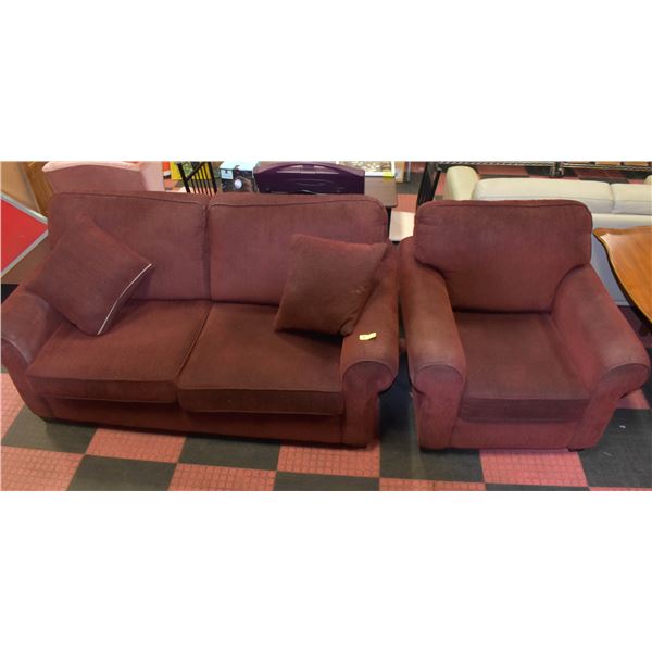 ESTATE RED FABRIC CHAIR AND LOVE SEAT COMBO