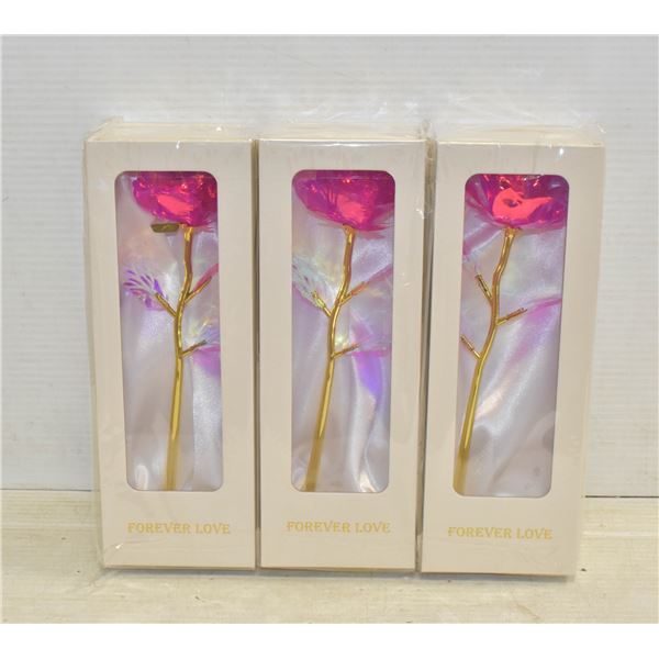 3 FOREVER LOVE 24K GOLD PLATED ARTIFICAL ROSES