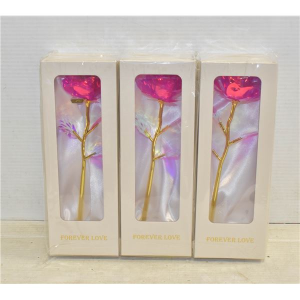 3 FOREVER LOVE 24K GOLD PLATED ARTIFICAL ROSES