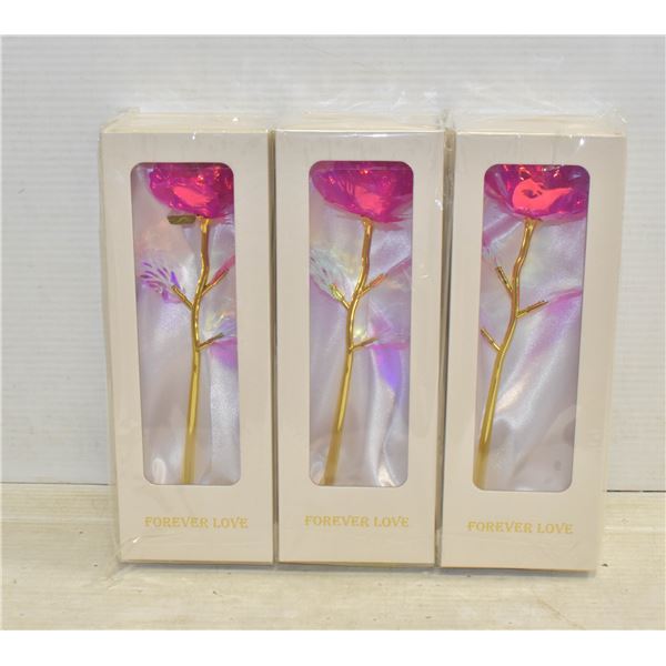 3 FOREVER LOVE 24K GOLD PLATED ARTIFICAL ROSES