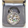 Image 1 : STERLING SILVER DOLPHIN ABALONE PENDANT NECKLACE