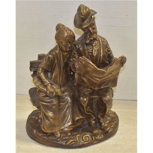 BRONZE TONE MAN AND LADY ORNAMENT