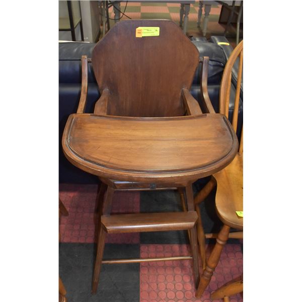 ANTIQUE SOLID WOOD HIGH CHAIR