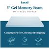 Image 2 : NEW LUCID 3" GEL MEMORY FOAM MATTRESS TOPPER QUEEN